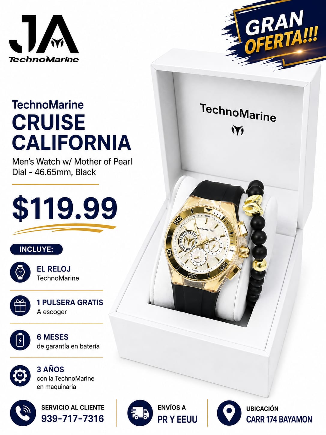 Technomarine Hombre Cruise California Men's Watch w/ Metal, & Oyster Dial