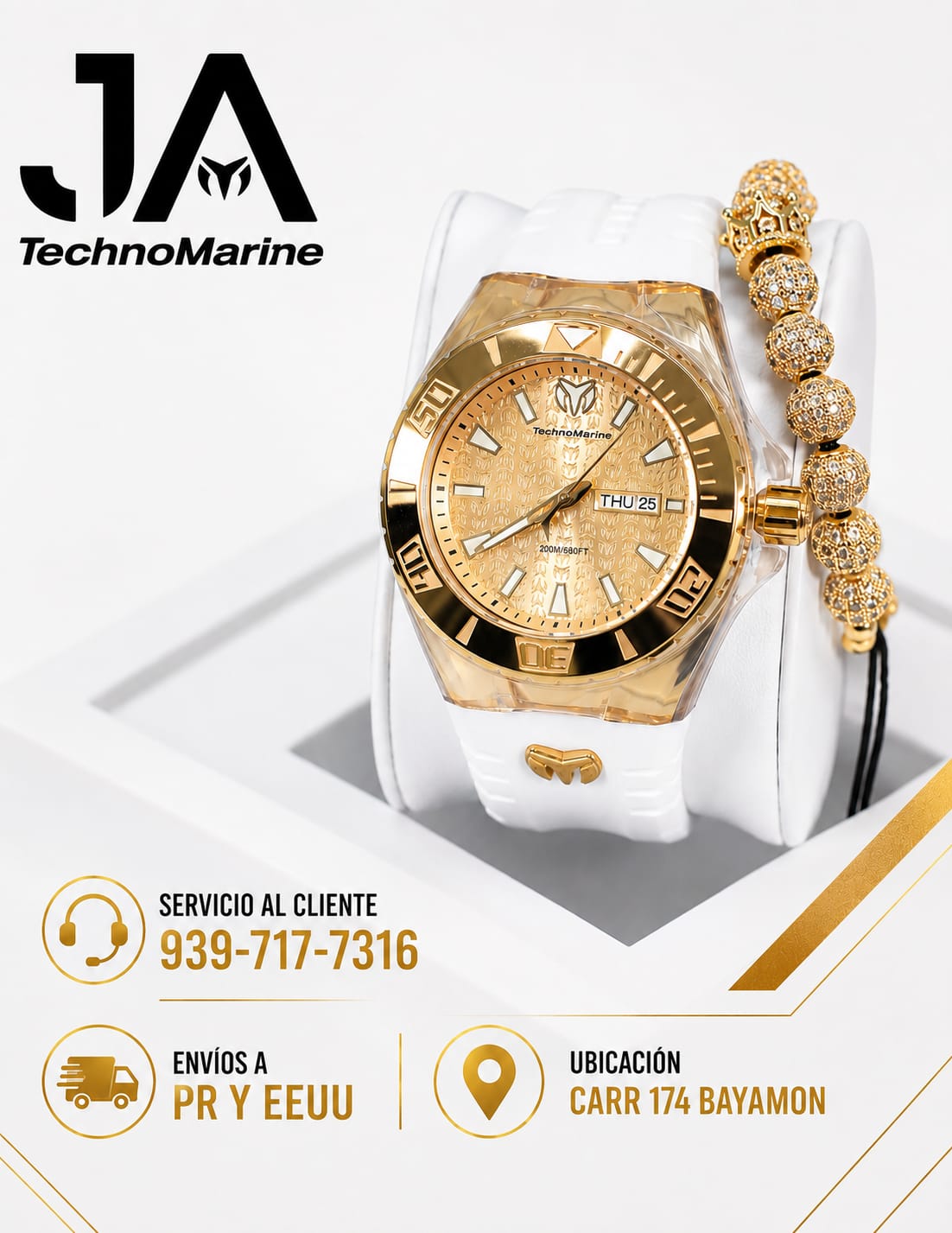 TechnoMarine Cruise Monogram Men's Watch - 47.8mm, Gold INCLUYE PULSERA