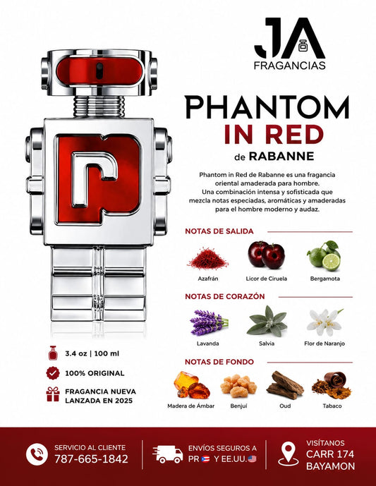 Phantom In Red Elixir 3.4oz Parfum Men %5 Descuento Adicional