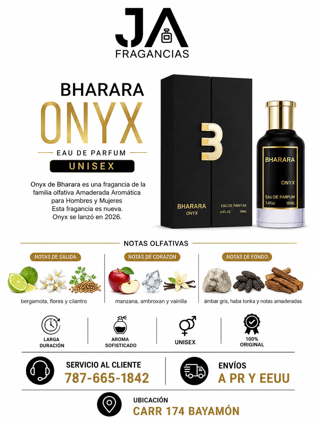 Bharara Onyx Eau de Parfum 3.4oz 5% Descuento Adicional