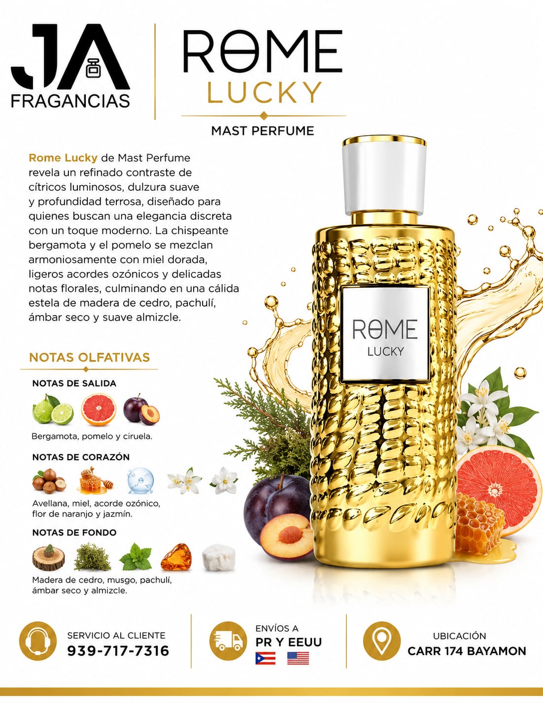 ROME LUCKY Mast Perfume 3.4oz 5% Descuento Adicional