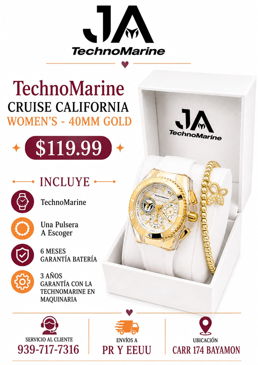 TechnoMarine Cruise California Women’s - 40MM Gold