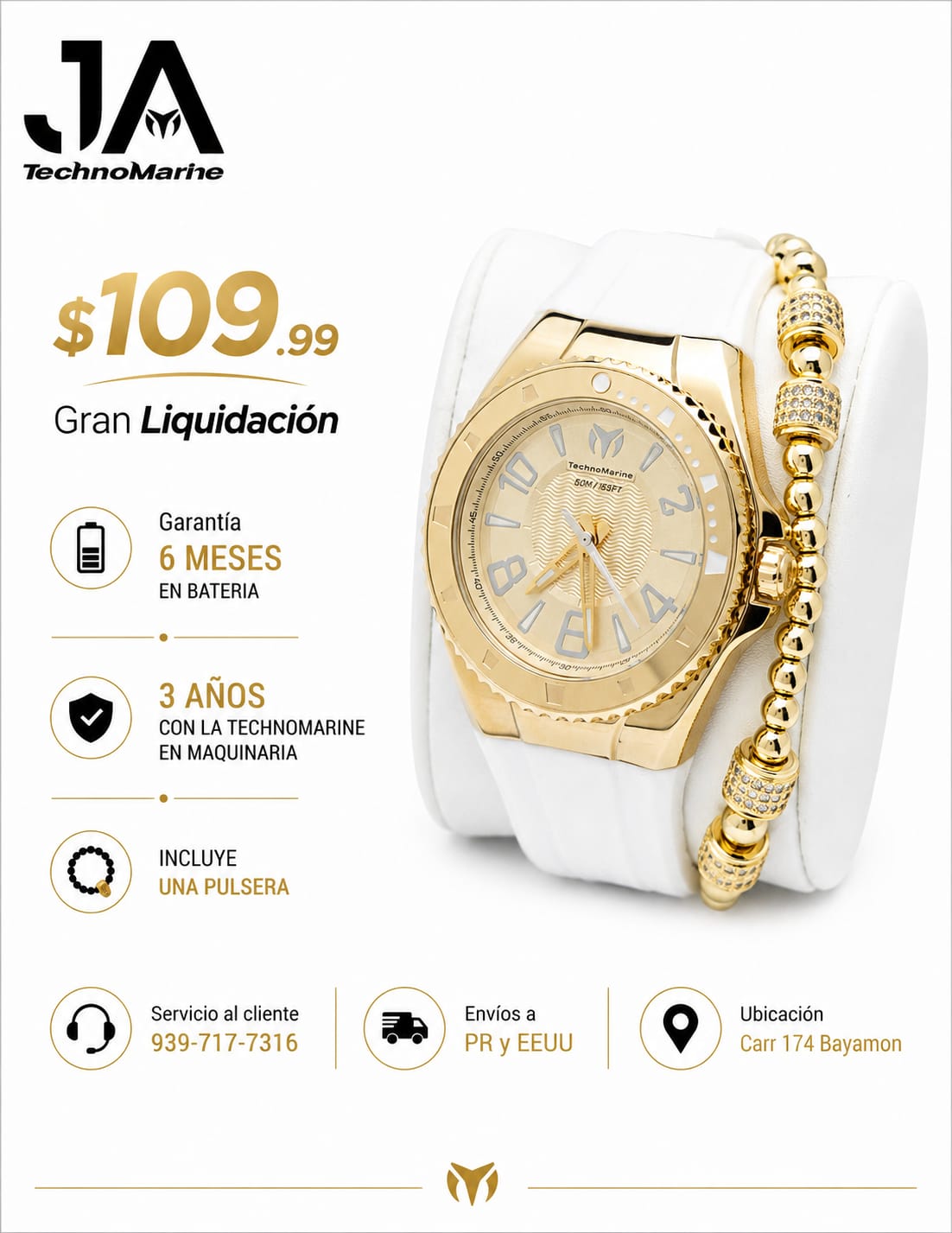 TechnoMarine Lusso Mare Men's Watch - 44mm Gold