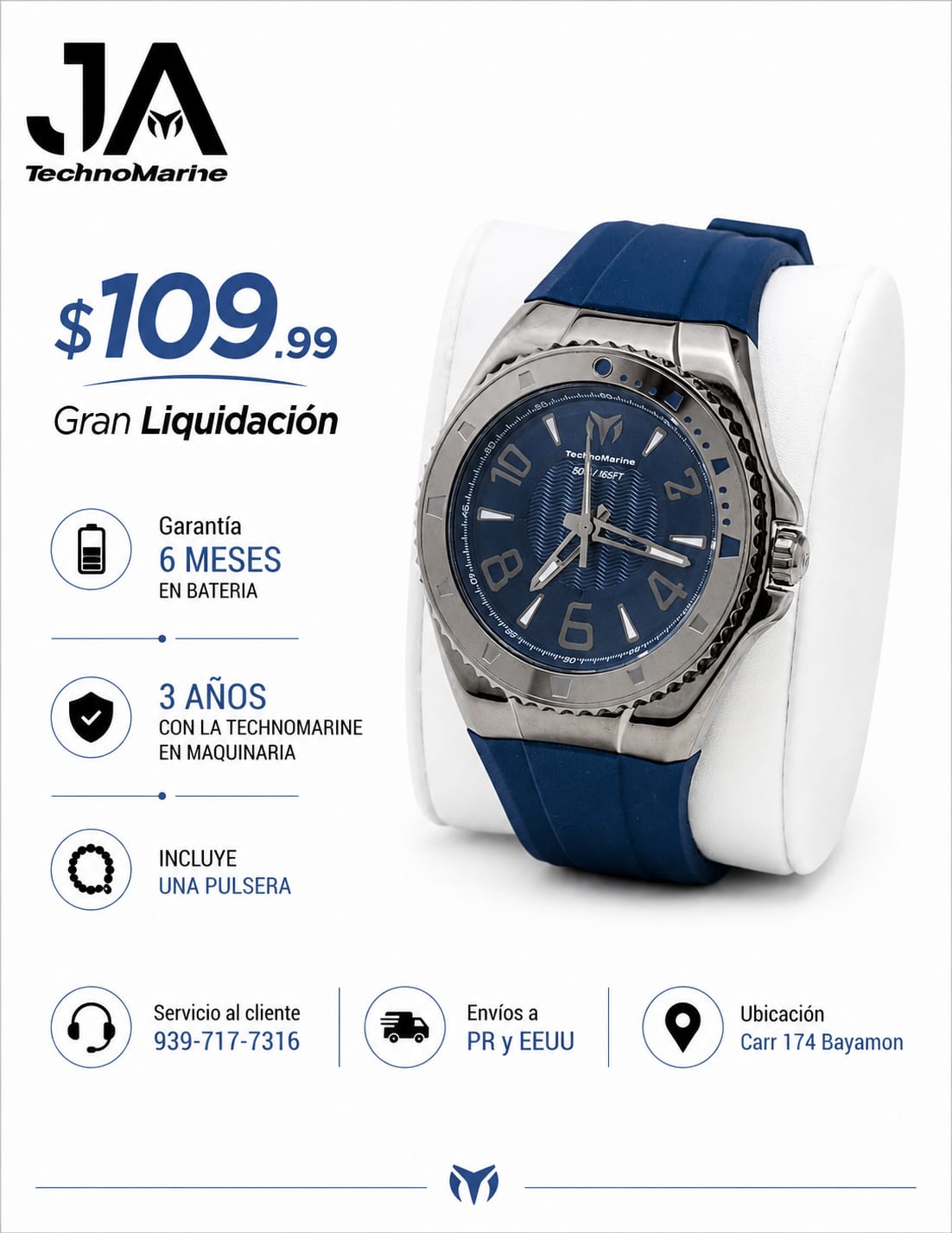 TechnoMarine Lusso Mare Men's Watch - 44mm, Dark Blue