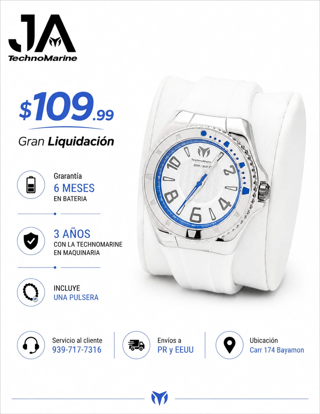 TechnoMarine Lusso Mare Men's Watch White 44mm