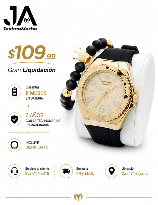 TechnoMarine Lusso Mare Men's Watch Gold 44mm