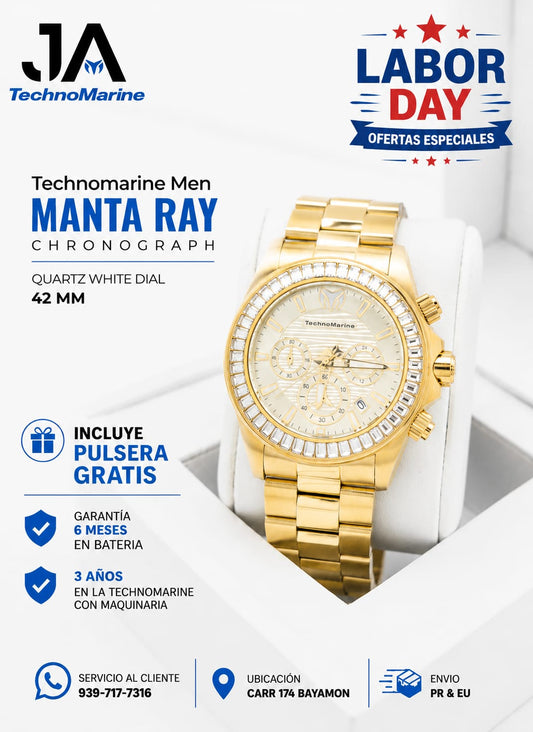 Technomarine Men Manta Ray Chronograph Quartz White Dial 42 mm