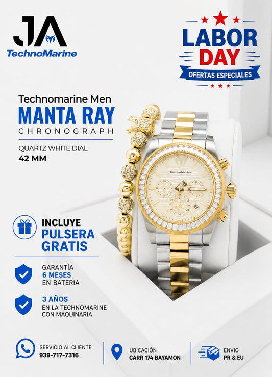 Technomarine Men Manta Ray Chronograph Quartz White Dial 42 mm