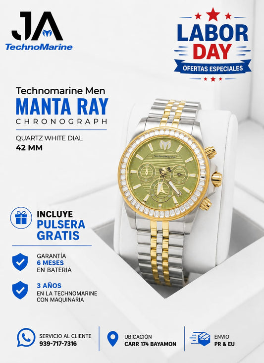 Technomarine Men Manta Ray Chronograph Quartz White Dial 42 mm