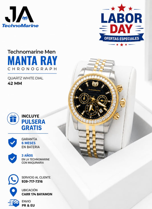 Technomarine Men Manta Ray Chronograph Quartz White Dial 42 mm