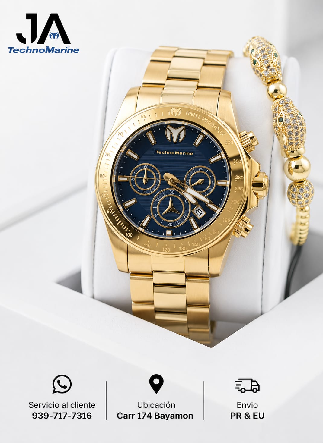Technomarine Manta Ray Chronograph Quartz Gold Dial 42 mm