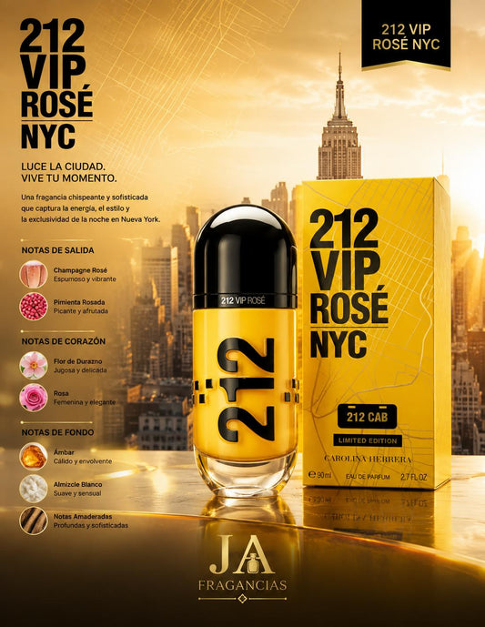212 VIP Rosé NYC 212 Cab Limited Edition Carolina Herrera 2.7oz 5% De Descuento Adicional