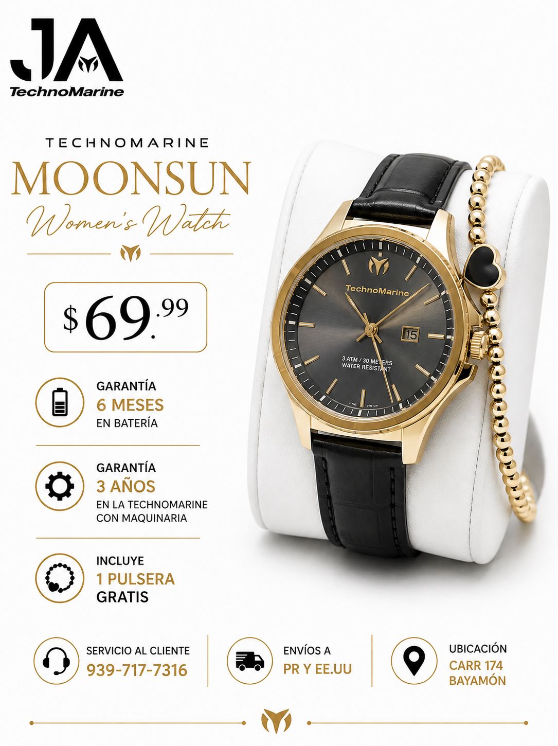 TechnoMarine MoonSun Women's Watch - 36mm, Black