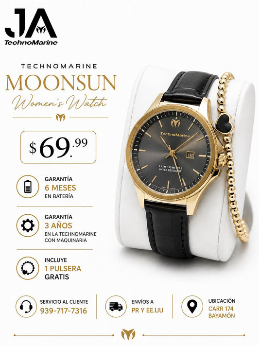 TechnoMarine MoonSun Women's Watch - 36mm, Black