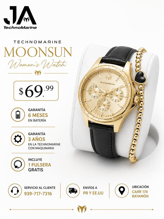 TechnoMarine MoonSun Women's Watch - 36mm, Black