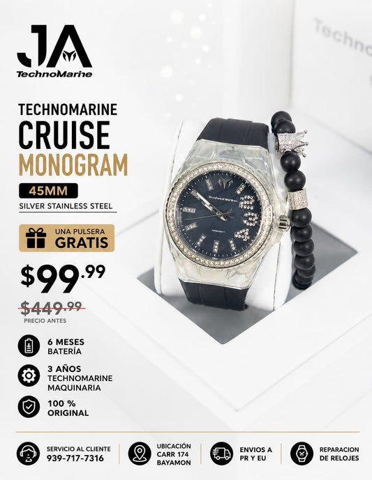 Technomarine Cruise Monogram 45mm Silver Stainless Steel