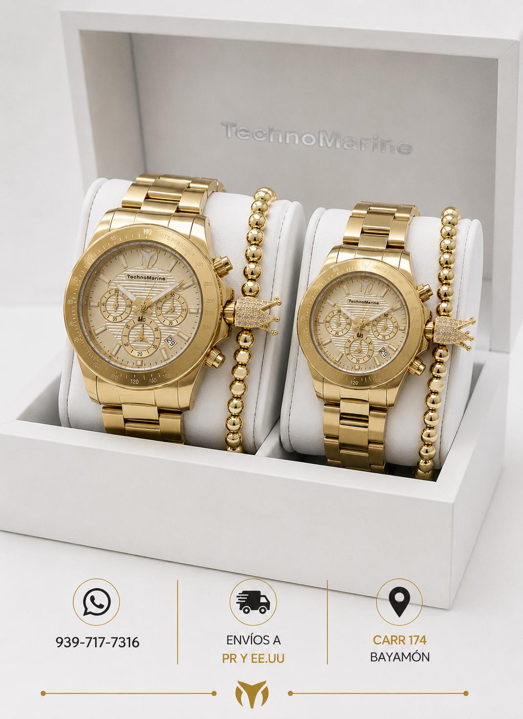 2x 1 Technomarine Manta Ray Gold 42mm & Manta Ray Gold 38mm 2 Pulseras
