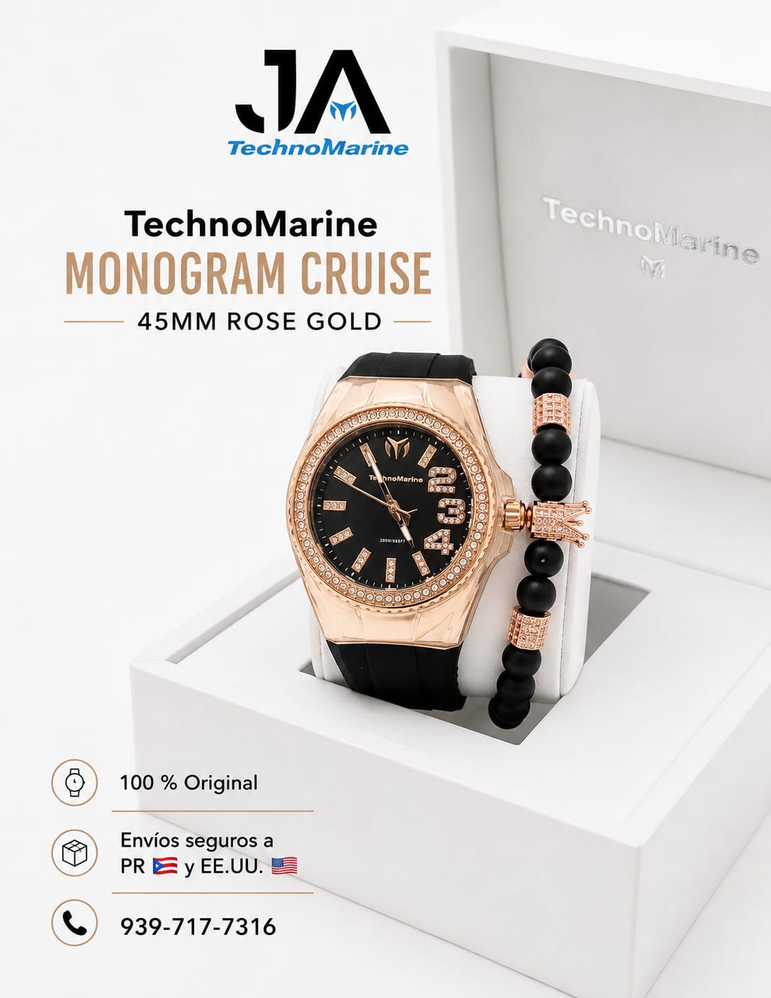Technomarine Cruise Monogram 45mm Rose Gold Stainless steel Una Pulsera Gratis