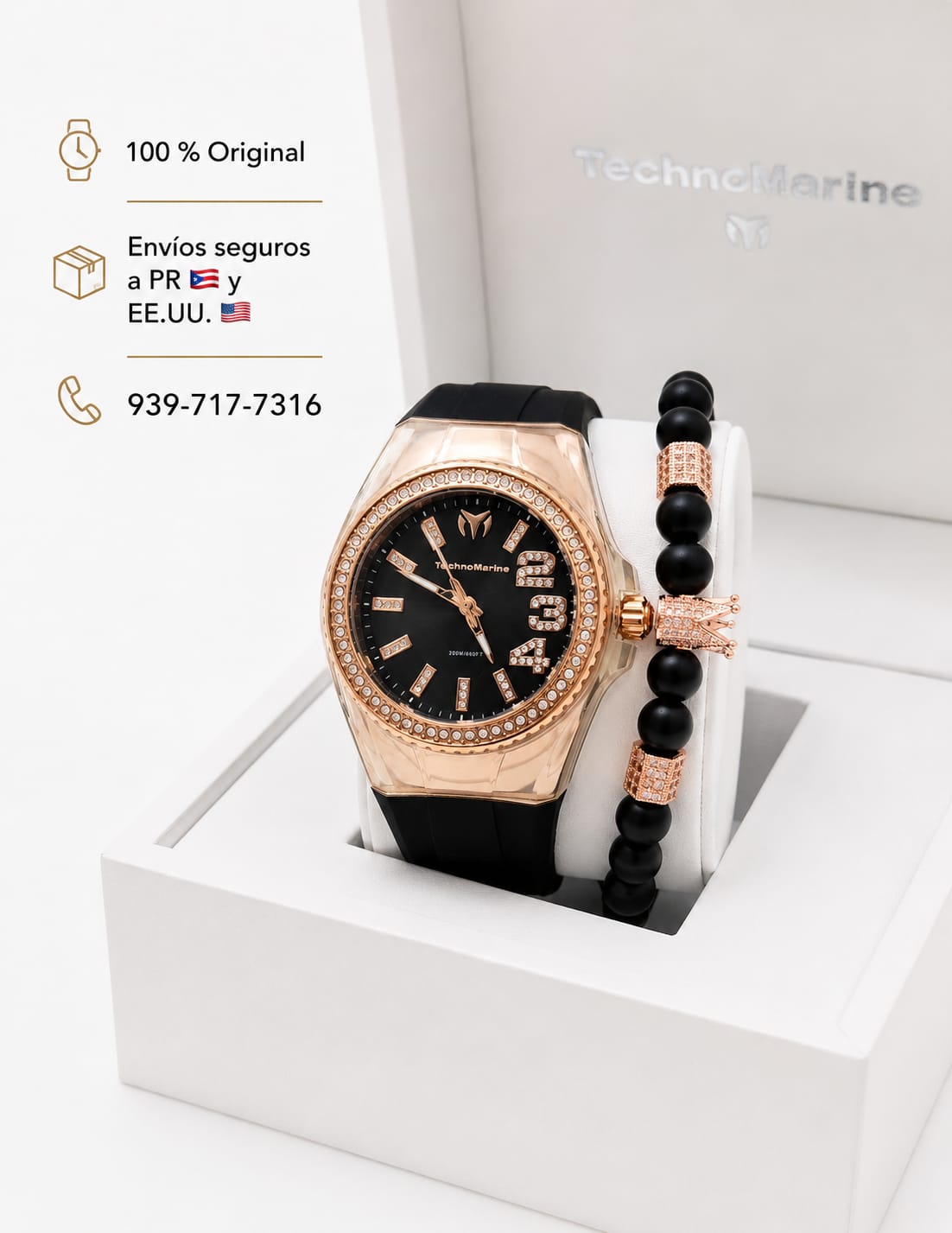 Technomarine Cruise Monogram 45mm Rose Gold Stainless steel Una Pulsera Gratis