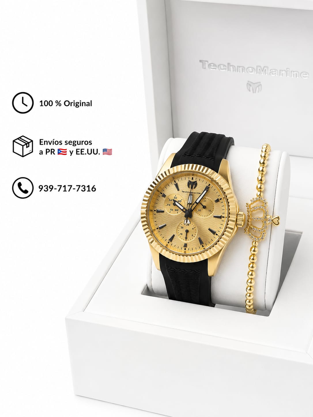 TechnoMarine Sea Dream Unisex Watch - 38mm, Black Una Pulsera Gratis