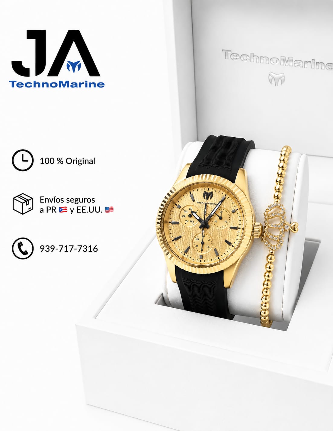 TechnoMarine Sea Dream Unisex Watch - 38mm, Black Una Pulsera Gratis