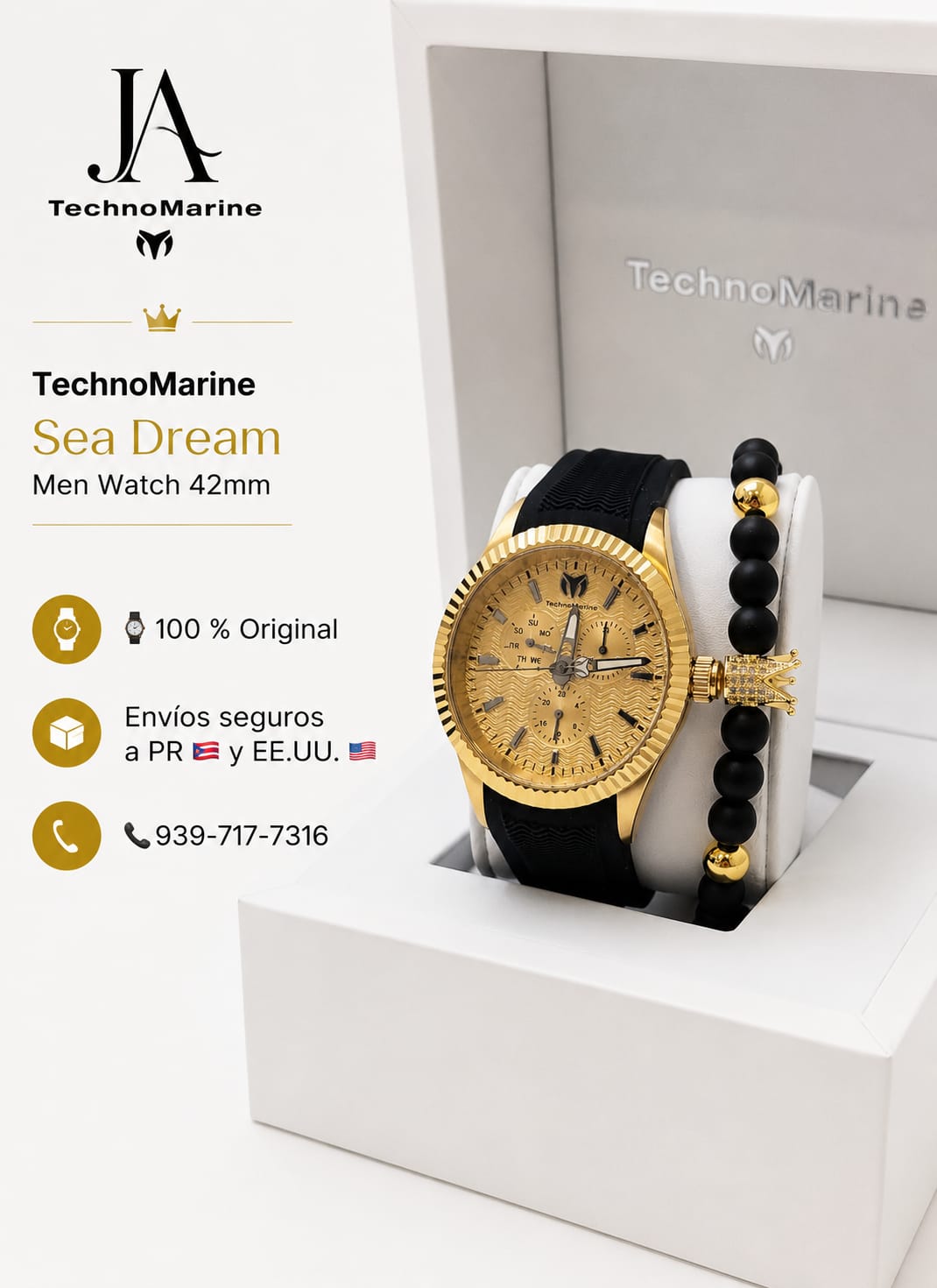 TechnoMarine Sea Dream Men Watch - 42mm Black Una Pulsera Gratis