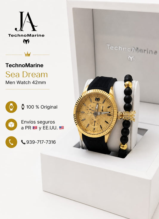 TechnoMarine Sea Dream Men Watch - 42mm Black Una Pulsera Gratis