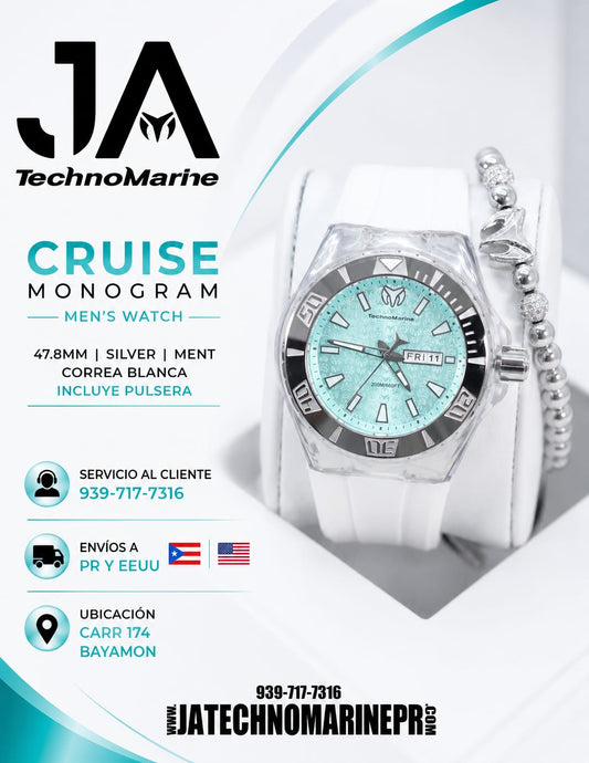 TechnoMarine Cruise Monogram 2023 Men's Watch - 47.8mm, Silver Ment  INCLUYE PULSERA