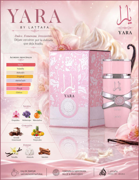 Yara Lattafa (Rosa) Eau de Perfume 3.4oz 5% De Descuento Adicional