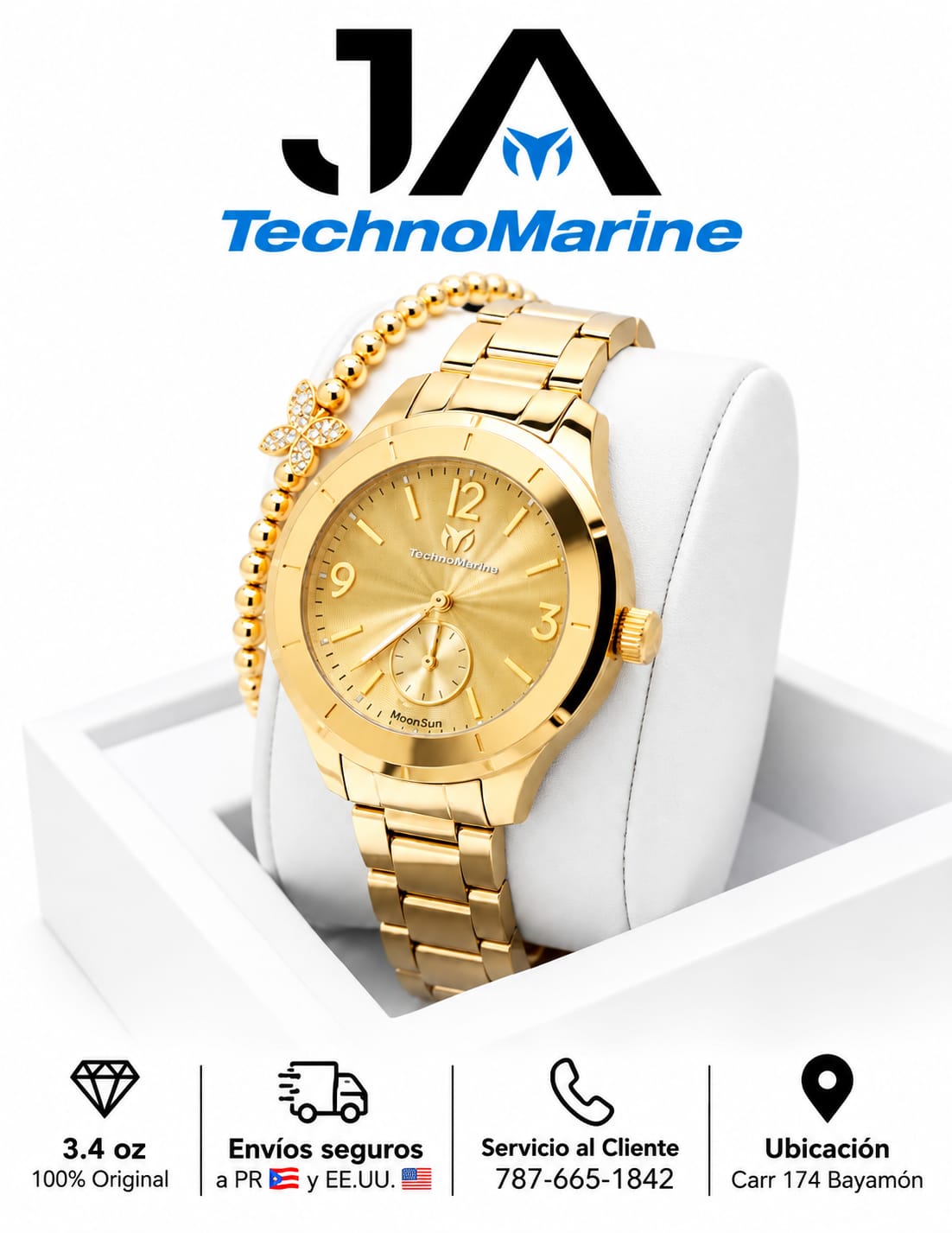 TechnoMarine MoonSun MoonSun Women Watch - 42mm GOLD AND GOLD Una Pulsera