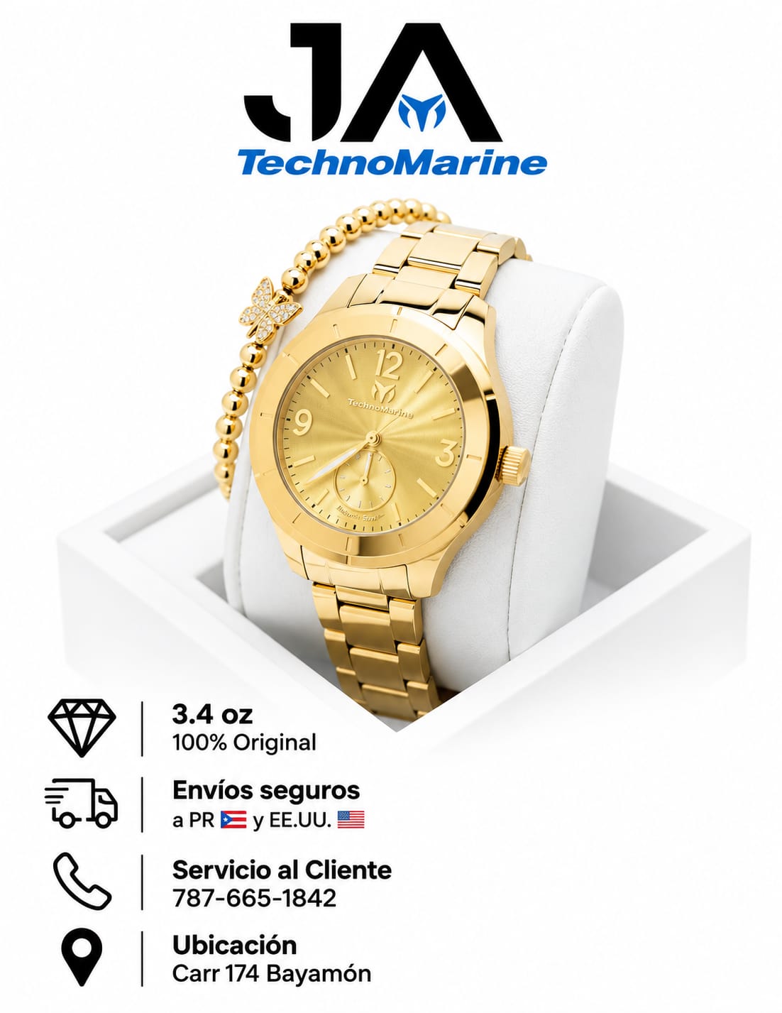 TechnoMarine MoonSun MoonSun Women Watch - 42mm GOLD AND GOLD Una Pulsera