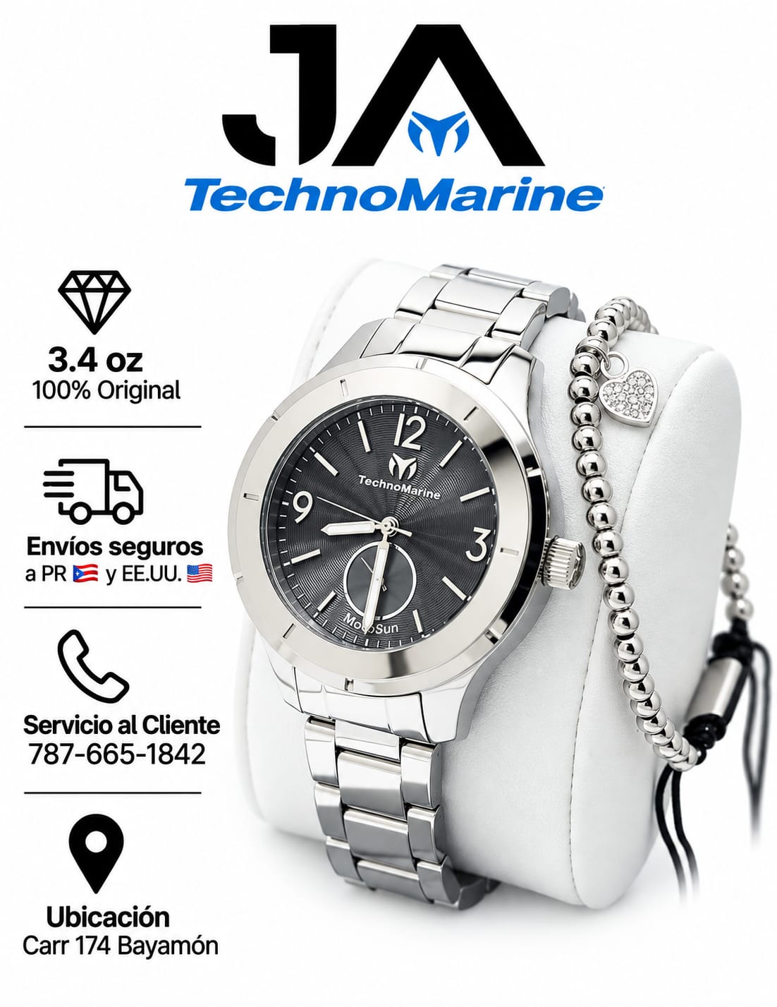 TechnoMarine MoonSun MoonSun Women Watch - 42mm, SILVER Incluye Pulsera