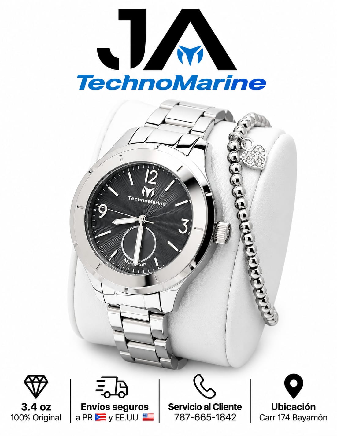 TechnoMarine MoonSun MoonSun Women Watch - 42mm, SILVER Incluye Pulsera