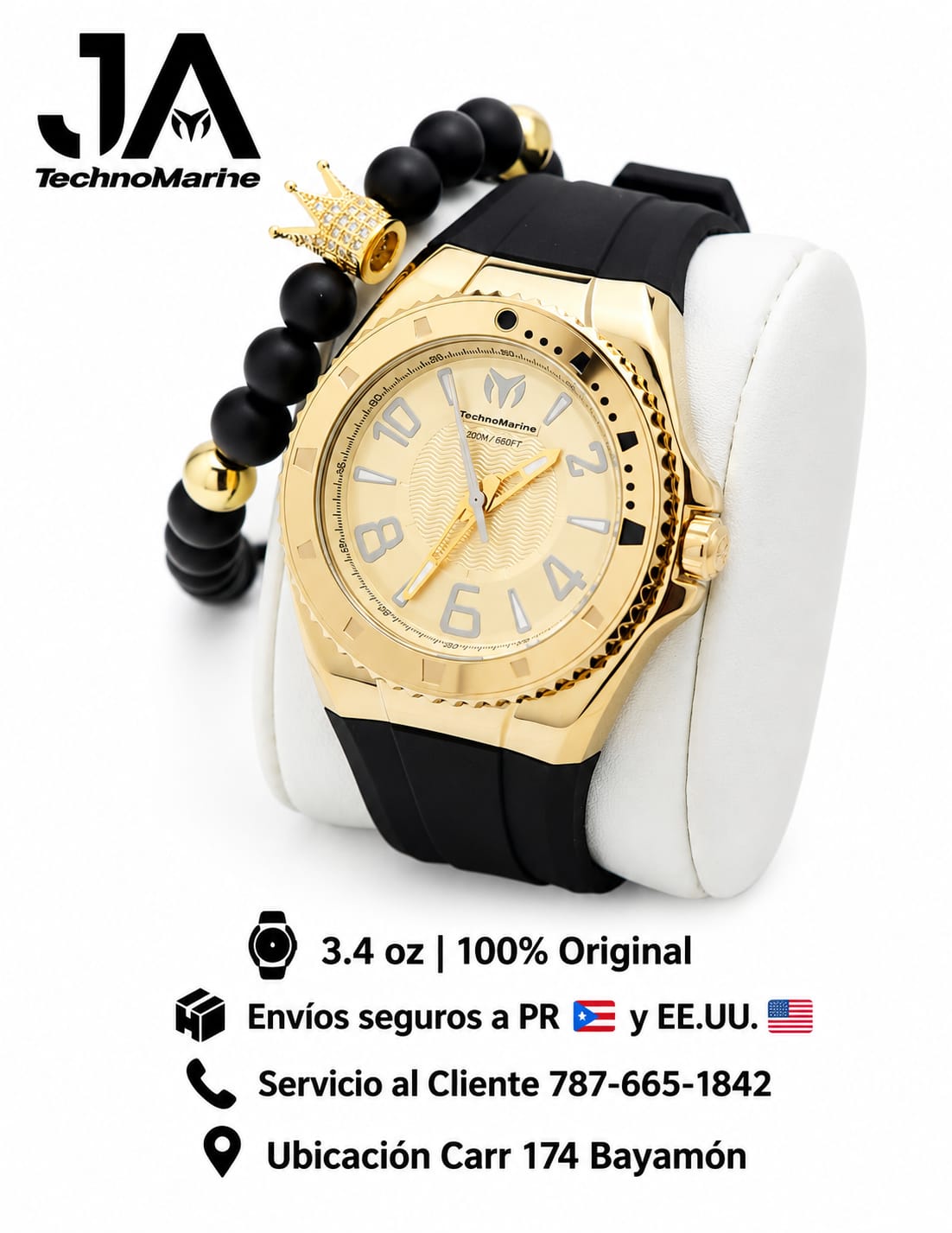 TechnoMarine Lusso Mare Men's Watch Gold 44mm Incluye Pulsera