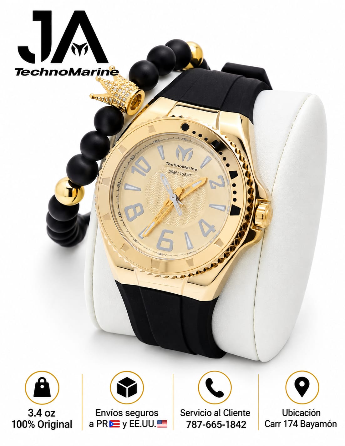 TechnoMarine Lusso Mare Men's Watch Gold 44mm Incluye Pulsera