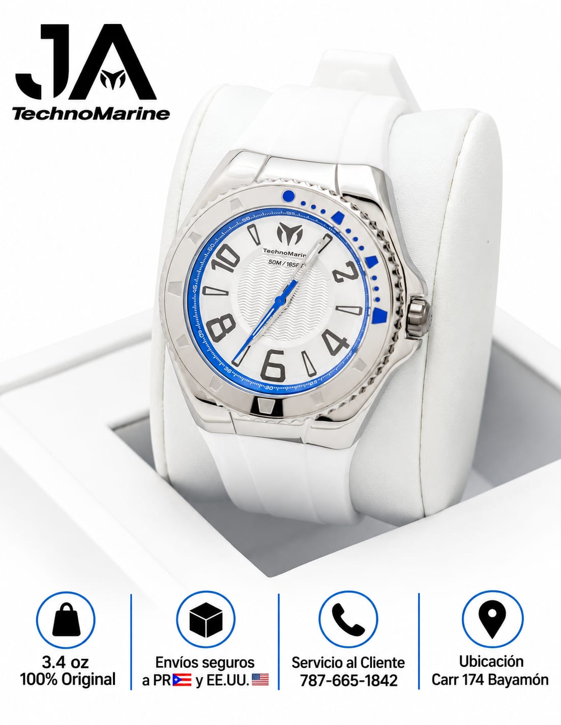 TechnoMarine Lusso Mare Men's Watch White 44mm Incluye Pulsera