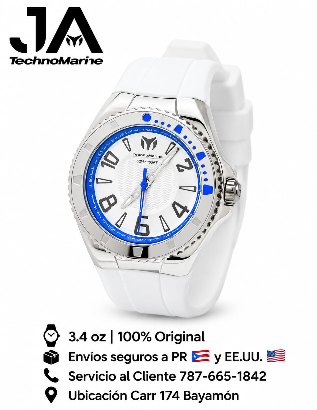 TechnoMarine Lusso Mare Men's Watch White 44mm Incluye Pulsera