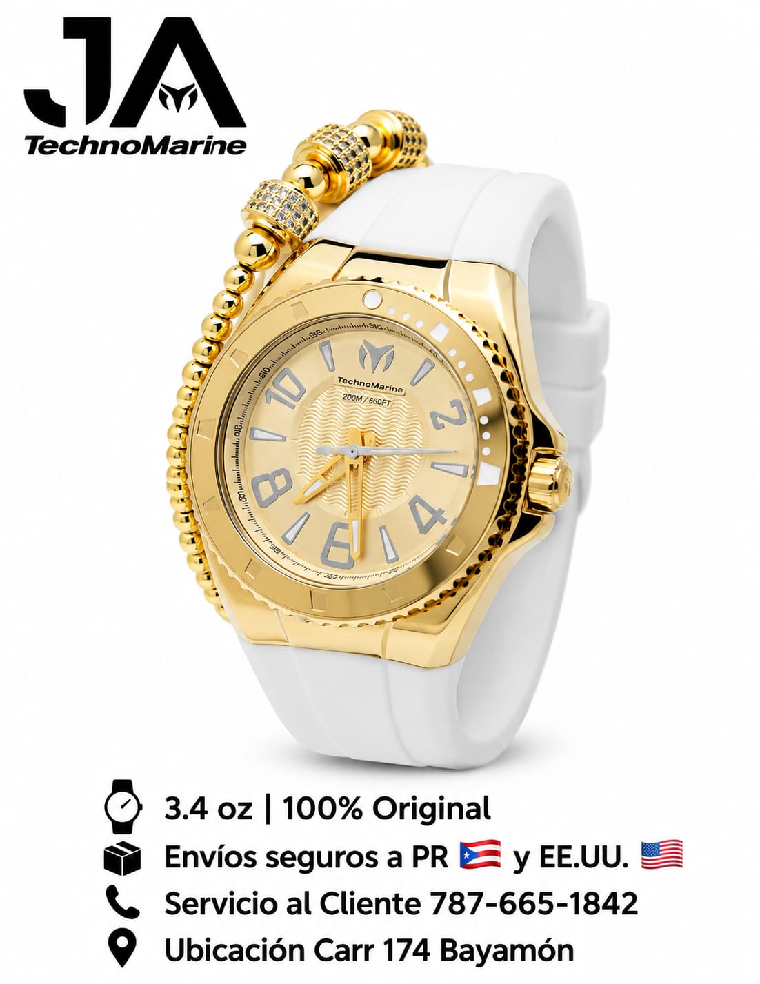 TechnoMarine Lusso Mare Men's Watch - 44mm Gold Incluye Pulsera