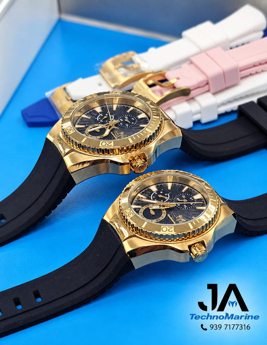 Set TechnoMarine Cruise California Men's Watch - 45mm Incluye 3 Correas, Negra, Blanca y Azul &  Technomarine 40mm Cruise Chronograph Quartz Gold Dial Unisex Watch Dos Pulsera Gratis Negra, Blanca y Rosa 5% De Descuento Adicional $299.99 % Aplicado