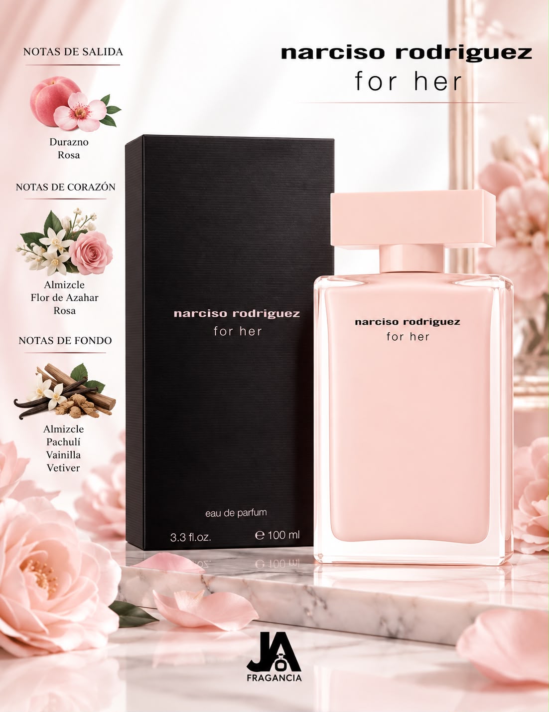 narciso rodriguez for her eau de parfum 3.3oz 5% DE DESCUENTO ADICIONAL