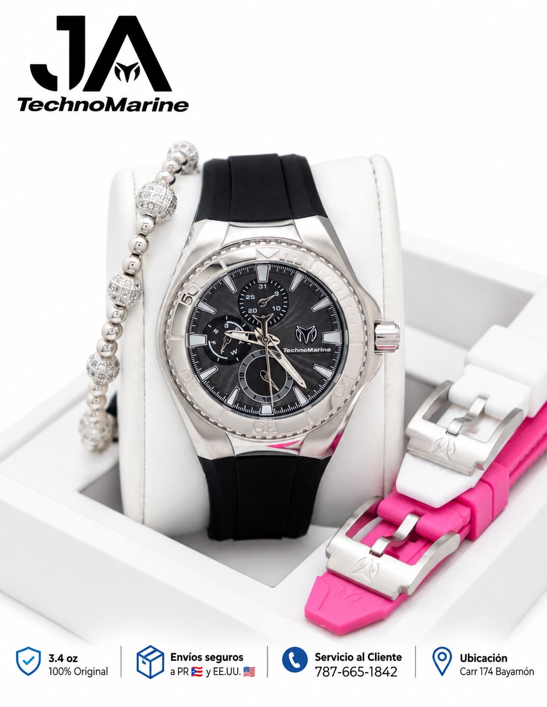 Technomarine 40mm Cruise Chronograph Quartz Silver  Dial Unisex Watch Una Pulsera Gratis