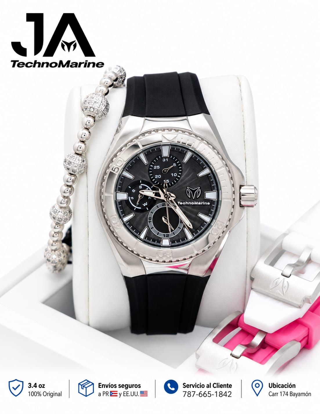 Technomarine 40mm Cruise Chronograph Quartz Silver  Dial Unisex Watch Una Pulsera Gratis