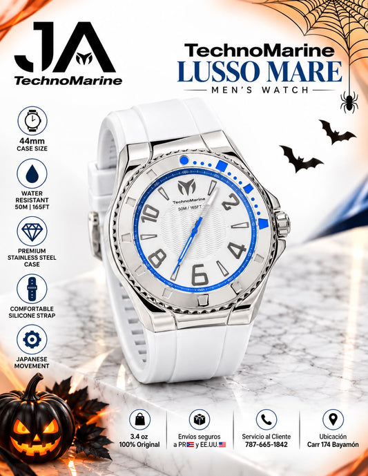 TechnoMarine Lusso Mare Men's Watch White 44mm Incluye Pulsera