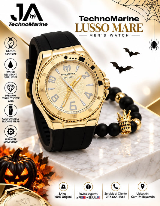 TechnoMarine Lusso Mare Men's Watch Gold 44mm Incluye Pulsera
