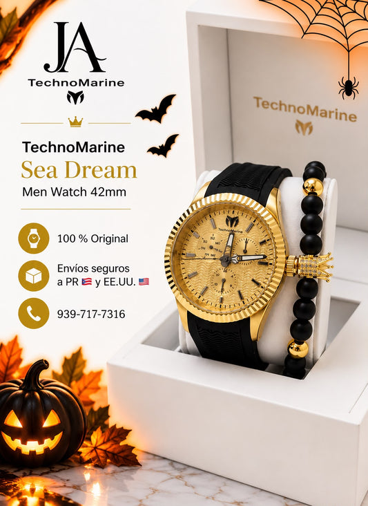TechnoMarine Sea Dream Men Watch - 42mm Black Una Pulsera Gratis
