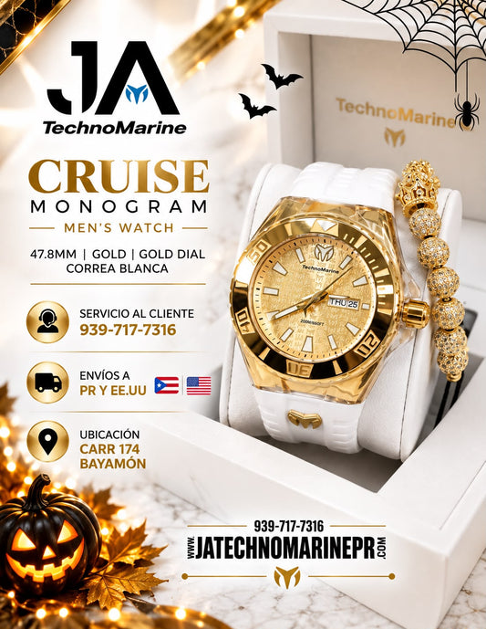 TechnoMarine Cruise Monogram Men's Watch - 47.8mm, Gold INCLUYE PULSERA