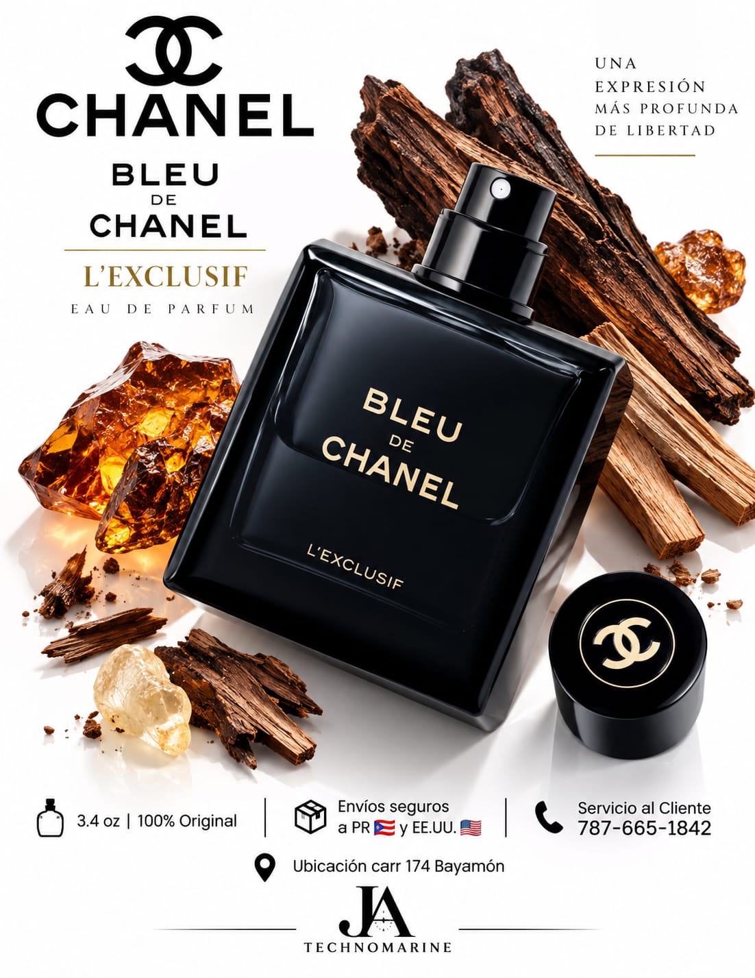 BLEU DE CHANEL PARIS L'EXCLUSIF PARFUM 3.4 OZ 5% DE DESCUENTO ADICIONAL