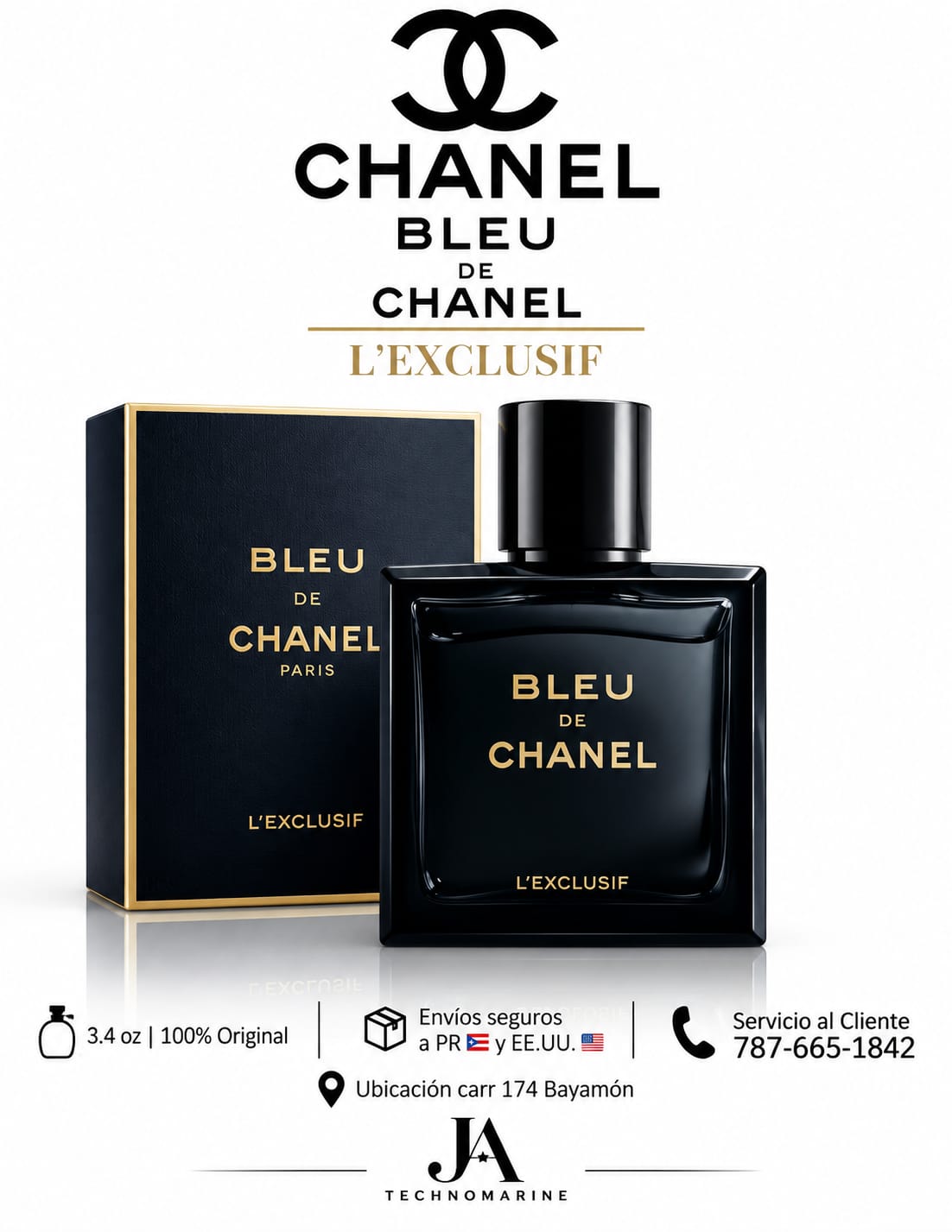 BLEU DE CHANEL PARIS L'EXCLUSIF PARFUM 3.4 OZ 5% DE DESCUENTO ADICIONAL