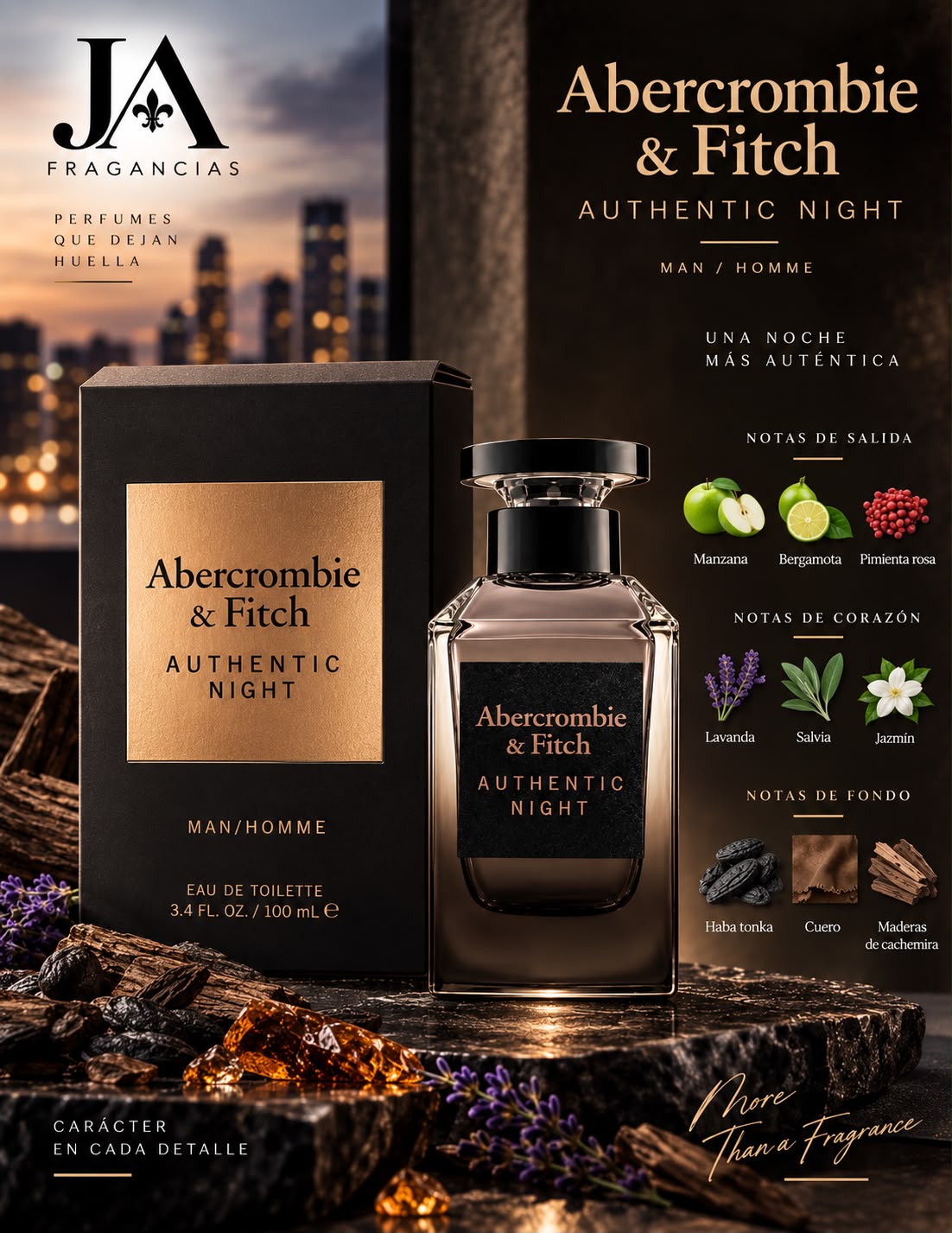 Abercrombie & Fitch Authentic Night Man Homme 3.4oz 5% De Descuento Adicional