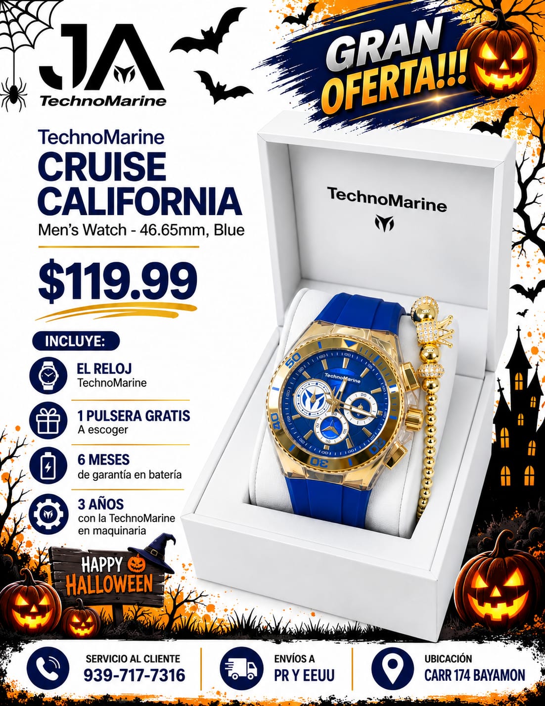 TechnoMarine Cruise California Men's Watch - 46.65mm Blue